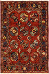 handmade Transitional Kafkaz Rust Rust Hand Knotted RECTANGLE 100% WOOL area rug 5 x 6